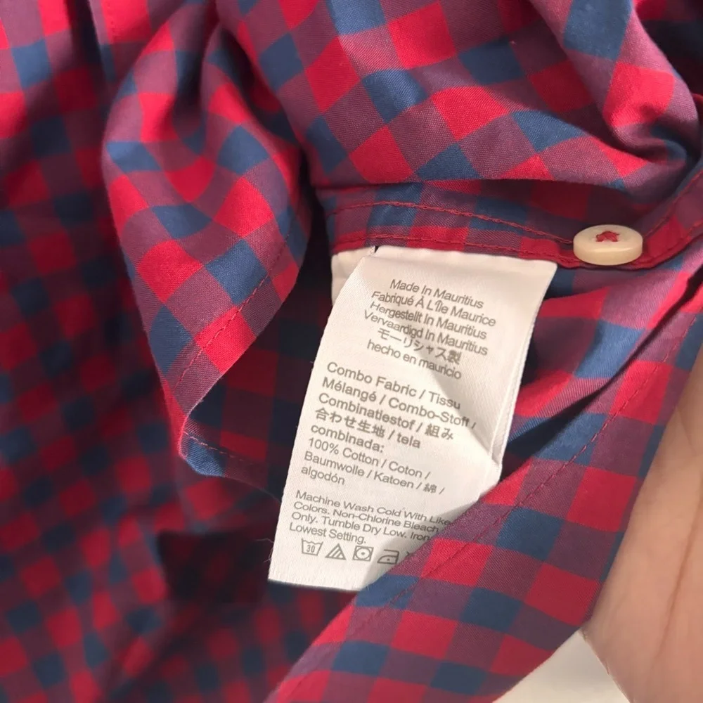 J. Crew Men's Size Medium Red/Blue Plaid Secret Wash LS Button Down Shirt
